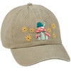 Adjustable Tan Cotton Baseball Cap - Embroidered Mushroom Snail & Flowers from Primitives by Kathy