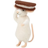 Felt Mouse Figurine Holding Sandwich Cookie 5.25 Inch from Primitives by Kathy
