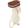 Felt Mouse Figurine Holding Sandwich Cookie 5.25 Inch from Primitives by Kathy