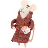 Happy Felt Mouse Figurine In Houserobe With Latte 4.75 Inch from Primitives by Kathy
