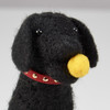 Black Felt Dog Figurine With Ball In Mouth 6.25 Inch from Primitives by Kathy