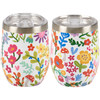 Stainless Steel Wine Tumbler Thermos - Colorful Wrap Around Flower Design 12 Oz from Primitives by Kathy