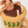 Felt Mouse Relaxing In Tea Cup Figurine 4 Inch - Cottage Collection from Primitives by Kathy