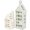 Set of 2 Decorative Ceramic Tealight Candle Holders - Village Houses from Primitives by Kathy