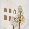 Decorative Lighted White Ceramic Winter House Figurine (Battery Operated) 4.75 Inch from Primitives by Kathy