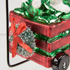 Hanging Glass Ornament - Red Wagon Carrying Christmas Tree 3.5 Inch Ornament from Primitives by Kathy
