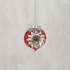 Hanging Glass Ornament - Vintage Red Bulb With Glitter & Tinsel Accent 3 Inch from Primitives by Kathy