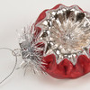 Hanging Glass Ornament - Vintage Red Bulb With Glitter & Tinsel Accent 3 Inch from Primitives by Kathy