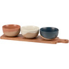 Set of 3 Terracotta Snack Serving Bowls With Wooden Serving Board from Primitives by Kathy