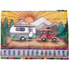 Double Sided Zipper Pouch Hand Bag - Wood Burn Art Jeep & Camer 9.5 In x 7 In from Primitives by Kathy