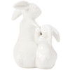 White Stoneware Bunny Rabbit Duo Figurine 5.75 Inch from Primitives by Kathy