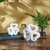 Set of 2 Decorative White Stoneware Shamrock Figurines from Primitives by Kathy