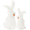 Set of 2 White Stoneware Bunny Rabbits Holding Carrots Figurines from Primitives by Kathy