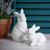 Set of 2 Decorative White Stoneware Bunny Rabbit Figurines - Easter & Spring Collection from Primitives by Kathy