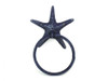 Handcrafted Rustic Dark Blue Cast Iron Starfish Towel Holder 8.5" from Hampton Creations