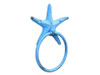 Handcrafted Rustic Light Blue Cast Iron Starfish Towel Holder 8.5" from Hampton Creations