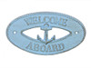 Handcrafted Rustic Light Blue Cast Iron Welcome Aboard with Anchor Sign 8" from Hampton Creations