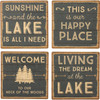 Set of 4 Lake House Themed This Is Our Happy Place Stoneware Drink Coasters 4x4 from Primitives by Kathy