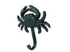Handcrafted Seaworn Blue Cast Iron Wall Mounted Crab Hook 5" from Hampton Creations Handcrafted Seaworn Blue Cast Iron Wall Mounted Crab Hook 5" from Hampton Creations