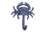 Handcrafted Rustic Dark Blue Cast Iron Wall Mounted Crab Hook 5" from Hampton Creations Handcrafted Rustic Dark Blue Cast Iron Wall Mounted Crab Hook 5" from Hampton Creations