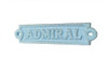 Handcrafted Rustic Light Blue Cast Iron Admiral Sign 6" from Hampton Creations
