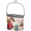 Set of 3 Nested Galvanized Metal Buckets Santa Merry Christmas from Primitives by Kathy