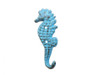 Handcrafted Rustic Light Blue Cast Iron Seahorse Hook 5" from Hampton Creations Handcrafted Rustic Light Blue Cast Iron Seahorse Hook 5" from Hampton Creations