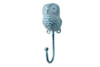 Handcrafted Rustic Dark Blue Whitewashed Cast Iron Decorative Owl Hook 6" from Hampton Creations Handcrafted Rustic Dark Blue Whitewashed Cast Iron Decorative Owl Hook 6" from Hampton Creations