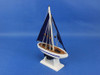 Handcrafted Wooden Blue Sailboat with Blue Sails Christmas Tree Ornament 9" from Hampton Creations