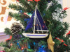 Handcrafted Wooden Blue Sailboat with Blue Sails Christmas Tree Ornament 9" from Hampton Creations