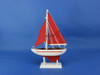 Handcrafted Wooden Red Pacific Sailer with Red Sails Model Sailboat Decoration 9" from Hampton Creations