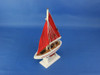 Handcrafted Wooden Red Pacific Sailer with Red Sails Model Sailboat Decoration 9" from Hampton Creations