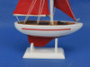 Handcrafted Wooden Red Pacific Sailer with Red Sails Model Sailboat Decoration 9" from Hampton Creations