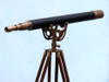 Handcrafted Floor Standing Antique Brass Leather Anchormaster Telescope 65" from Hampton Creations Handcrafted Floor Standing Antique Brass Leather Anchormaster Telescope 65" from Hampton Creations