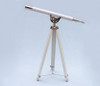Handcrafted Floor Standing Chrome With White Leather Anchormaster Telescope 65" from Hampton Creations Handcrafted Floor Standing Chrome With White Leather Anchormaster Telescope 65" from Hampton Creations