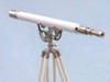 Handcrafted Floor Standing Chrome With White Leather Anchormaster Telescope 65" from Hampton Creations Handcrafted Floor Standing Chrome With White Leather Anchormaster Telescope 65" from Hampton Creations