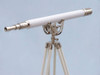 Handcrafted Floor Standing Chrome With White Leather Anchormaster Telescope 65" from Hampton Creations Handcrafted Floor Standing Chrome With White Leather Anchormaster Telescope 65" from Hampton Creations