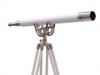 Handcrafted Floor Standing Chrome With White Leather Anchormaster Telescope 65" from Hampton Creations Handcrafted Floor Standing Chrome With White Leather Anchormaster Telescope 65" from Hampton Creations