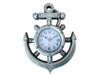Handcrafted Silver Ship Wheel and Anchor Wall Clock 15" from Hampton Creations