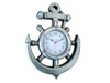 Handcrafted Silver Ship Wheel and Anchor Wall Clock 15" from Hampton Creations