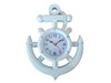 Handcrafted Whitewashed Ship Wheel and Anchor Wall Clock 15" from Hampton Creations