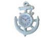 Handcrafted Whitewashed Ship Wheel and Anchor Wall Clock 15" from Hampton Creations