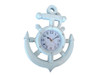 Handcrafted Whitewashed Ship Wheel and Anchor Wall Clock 15" from Hampton Creations