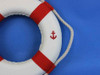 Handcrafted Classic White Decorative Anchor Lifering With Red Bands 10" from Hampton Creations Handcrafted Classic White Decorative Anchor Lifering With Red Bands 10" from Hampton Creations