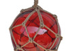 Handcrafted Red Japanese Glass Ball Fishing Float With Brown Netting Decoration 12" from Hampton Creations Handcrafted Red Japanese Glass Ball Fishing Float With Brown Netting Decoration 12" from Hampton Creations