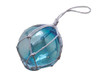 Handcrafted Light Blue Japanese Glass Ball Fishing Float With White Netting Decoration 3" from Hampton Creations Handcrafted Light Blue Japanese Glass Ball Fishing Float With White Netting Decoration 3" from Hampton Creations