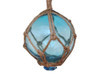 Handcrafted Light Blue Japanese Glass Ball Fishing Float With Brown Netting Decoration 3" from Hampton Creations Handcrafted Light Blue Japanese Glass Ball Fishing Float With Brown Netting Decoration 3" from Hampton Creations
