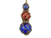 Handcrafted Blue - Red - Blue Japanese Glass Ball Fishing Floats with Brown Netting Decoration 11" from Hampton Creations