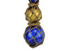 Handcrafted Blue - Amber - Blue Japanese Glass Ball Fishing Floats with Brown Netting Decoration 11" from Hampton Creations