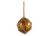 Handcrafted Amber Japanese Glass Ball Fishing Float With Brown Netting Decoration 4" from Hampton Creations Handcrafted Amber Japanese Glass Ball Fishing Float With Brown Netting Decoration 4" from Hampton Creations